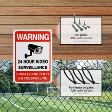 1pc Reflective Warning Sign: "Private Property - No Trespassing". Video Surveillance Notice. Outdoor Security Camera Reminder For Home CCTV. - Multicolor - View 6
