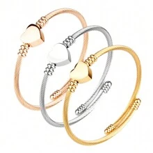 3pcs Western Style Exaggerated Multi-Design Key Chain Pendant Bracelet Set, Stainless Steel Plated Eye Charm Bracelet Gift For Women Holiday'
