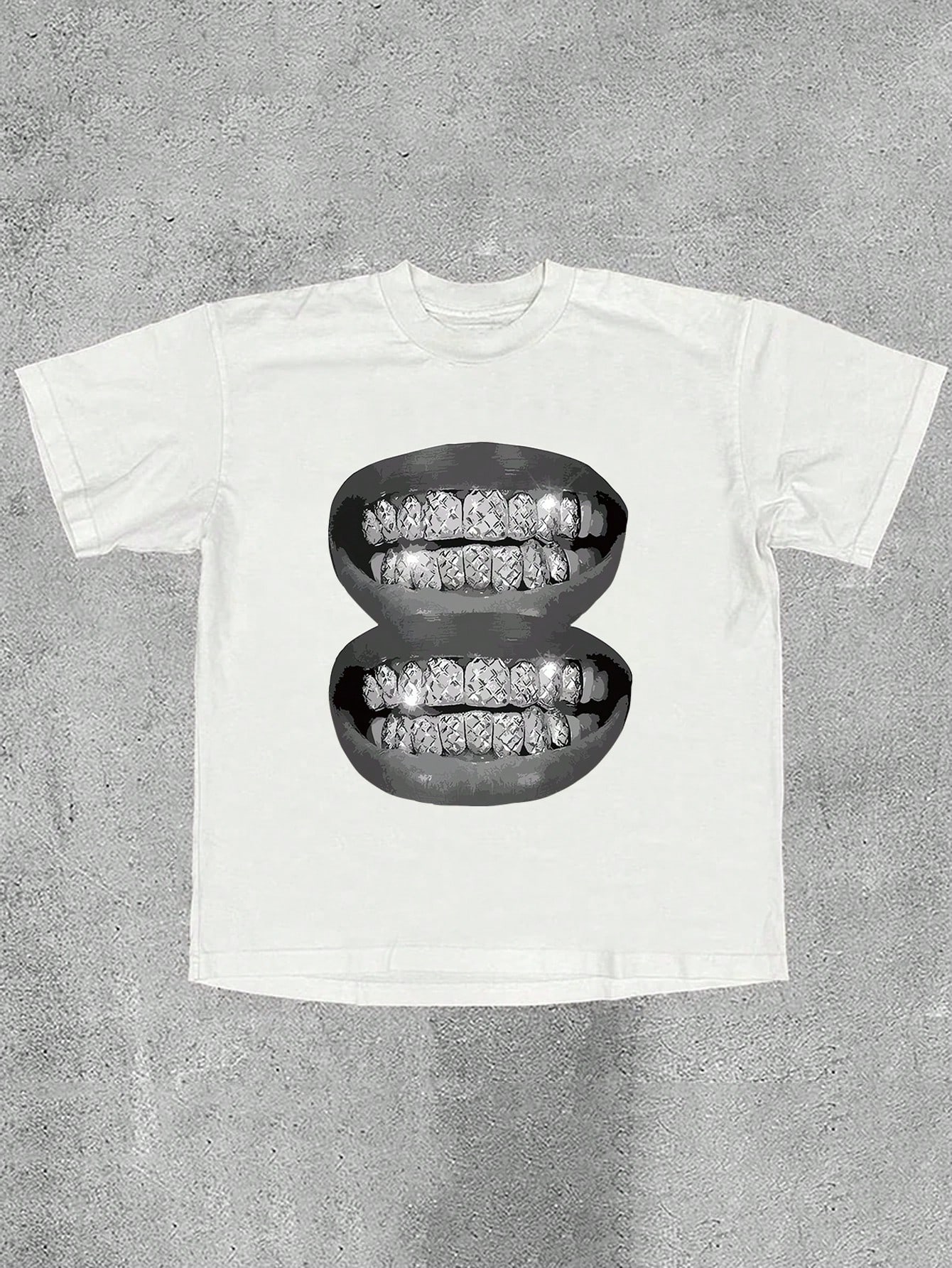 2025 Men's Summer Casual Round Neck Short Sleeve T-Shirt With Exaggerated Mouth Print