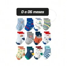 Kit 6 Pairs Of Non-Slip Baby Socks With Colorful Prints For Boys - Nhiều màu - Xem 8