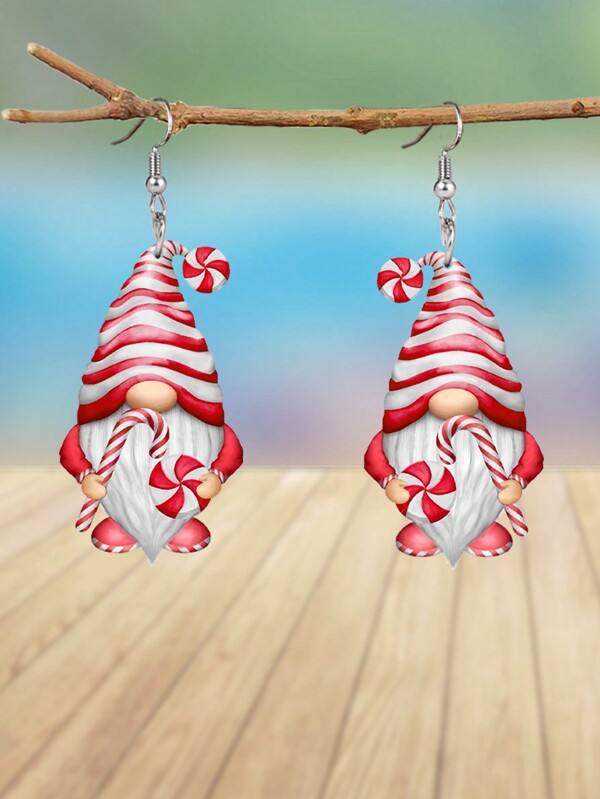 1 Pair Fashion Acrylic Candy Cane Gingerbread Man Christmas Dwarf Drop Earrings For Women Female Earrings Christmas Gifts Festive Earrings Holiday Party Jewelry Gifts Christmas Gifts