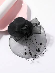 1pc Vintage Style Face Veil Mini Hat Hair Clip