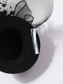 1pc Vintage Style Face Veil Mini Hat Hair Clip