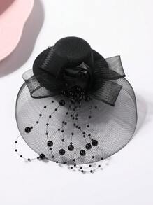 1pc Vintage Style Face Veil Mini Hat Hair Clip
