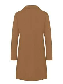 Men's Vintage Style Old Money Aesthetic Solid Color Minimalist Front Button Placket Slash Pocket Wool Coat Casual Resort Wear Commuter Autumn/Winter Versatile Style - Khaki - View 3