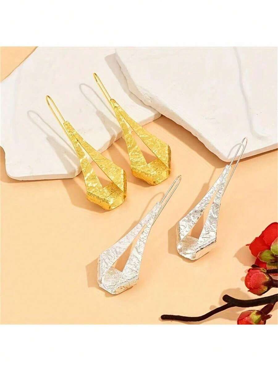 1 cặp bông tai mặt hình giọt nước rỗng cổ điển Bohemian, trang sức thời trang cho phụ nữ làm quà tặng tiệc cưới - Nhiều màu - Xem 1