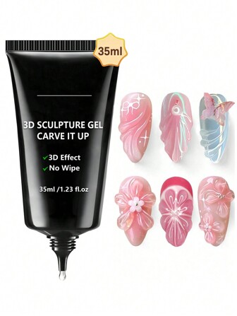 COLOURSMILE 3D 35ML 雕塑凝胶，超强凝胶指甲胶，用于指甲饰品 3D 指甲闪亮凝胶，用于装饰宝石美甲珠宝钻石固化需要 UV/LED 美容礼物