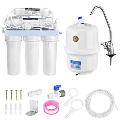 Yescom Water Filter System Reverse Osmosis 5 Stage WQA Certified RO Drinking Filtration Under Sink With Faucet And Tank 100 GPD
