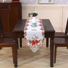 1buc, aleer de masă rafinat brodat de Crăciun, proces de golire manuală, potrivit pentru decorarea biroului de vacanță și adunarea de petreceri, amenajarea sufrageriei și a sufrageriei.