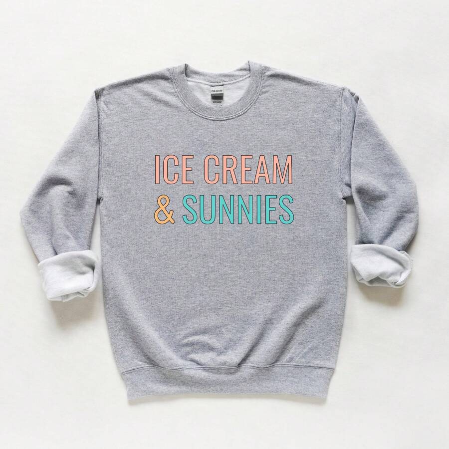 Ice Cream And Sunnies | Youth Sweatshirt - 淺灰色 - 查看 1