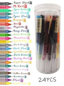 24-Color Bulk Pack Liquid Ink Gel Pens Set, Drawing & Writing Supplies Back To School - Multicolor - View 2