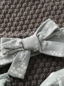 Baby Girl New Autumn Winter Baby Outfit Set: Jumpsuit With Hat, Bib, Long Sleeve, Cardigan - Dark Grey - View 4