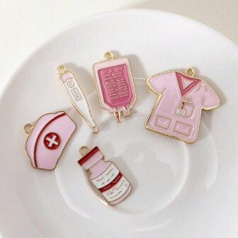 5 יחידות/10 יחידות אחות מעורבת תכשיטי תליון קסמי נושא רפואי: תרופות, מדחום, ביגוד, כובע, לשרשרת עשה זאת בעצמך, צמיד, מלאכת מחזיק מפתחות - תליוני אמייל מסגסוגת אבץ