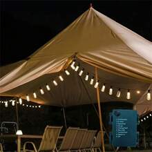 1 dây đèn LED hộp pin chống nước với bóng đèn Edison S14 cổ điển 20/10, thích hợp để tạo không khí và chiếu sáng trong nhiều hoạt động trang trí ngoài trời, cắm trại, đám cưới, tiệc tùng và lễ kỷ niệm ngày lễ, đèn chiếu sáng ngoài trời cho lối đi, sân, hiên - màu ấm - Xem 13