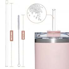 Set di cannucce riutilizzabili semi-trasparenti di diametro 9mm con 1 pennello in acciaio inossidabile, facili da pulire, compatibili con