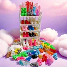 10 件/20 件/30 件时尚各式耐用塑料鞋套装，适合 11.8 英寸娃娃 - 彩色鞋子配饰 - 送给女孩的完美礼物