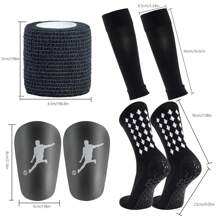 1 bộ quần áo giữ ấm chân chống trượt, bảo vệ ống chân và băng quấn thể thao Bộ dụng cụ thể thao bóng đá - màu đen - Xem 12