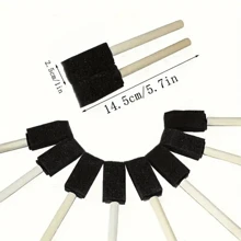 10pcs Wooden Handle Foam Brush, Sponge Brush, Sponge Paint Brush, Graffiti DIY Sponge Brush, Foam Brush For Painting And Dyeing, Sponge Brush For Art, And Wooden Handle Painting Sponge Brush.