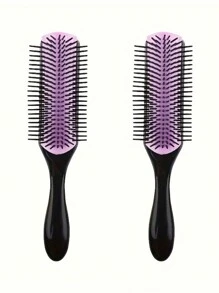 1pc/2pcs Classic Curling Hair Brush, 9 Rows For Thick Curly Hair, Wet Or Dry Hair, For Women And Men, Easy To Clean Hair Brush, For Styling, Detangling, Smooth, Blow Drying, Separating, Defining Curls, Travel Accessory,Hair Brush,Comb,Hair Tools,Hair Products And Accessories For Barber Salon Beauty Travel Essentials
