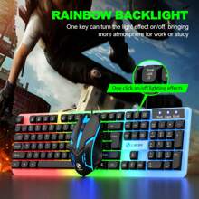 Mechanical Feeling Keyboard And Mouse Combo, RGB LED Backlit, USB Wired - 104 Keys - Ideal Choice For Gaming And Office - White - View 5