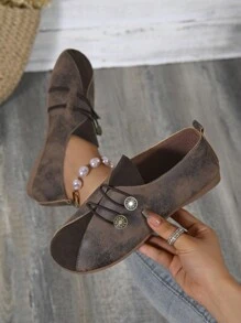 Women's Flat Casual Comfortable Slip-On Soft Sole Oxford Shoes