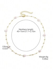 1pc Fashionable Minimalist Faux Pearl Beaded Chain Necklace For Women, Suitable For Daily Wear - Multicolor - View 13