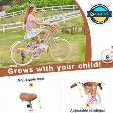 Glerc Missy 24" 26" Inch Girl Cruiser 6-Speed Hybrid City Bicycle For Youth Over 8 Years Old With Wicker Basket & Lightweight, Multiple Colors