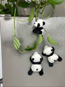 1/3pcs Cute Panda Plush Fridge Magnets, Suitable For Home, Kitchen, Portable, And Holiday Gifts - Black and White - View 9