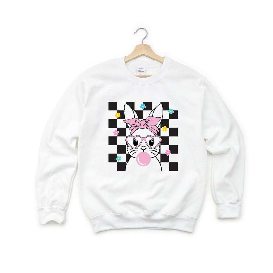 Checkered Groovy Bunny | Youth Sweatshirt