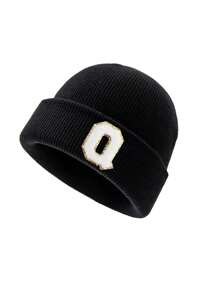1 pieza Gorro de punto para niños con 26 letras del alfabeto, gorro de punto personalizado cálido para bebés e infantes, adecuado para uso diario de niños y niñas