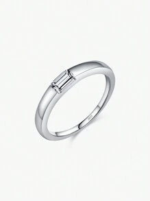 MODIAN 925 Sterling Silver Classic Simple Rectangle Zirconia Stackable Finger Rings For Women Wedding Band Fine Jewelry