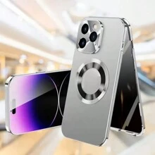 兼容 iPhone 16/15/14/13/12 Pro Max Plus 系列手机壳，防窥屏幕磁性二合一手机壳，全手机覆盖手机壳，适合万圣节、圣诞节、生日、新年礼物、送给朋友的礼物 - 銀色 - 查看 3