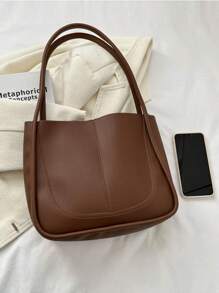 Tropiscape Túi xách tay cổ điển & hoài cổ dành cho nữ, thời trang thường ngày, phối đồ da PU màu trơn, đường khâu, dung tích lớn, túi xách đeo vai, túi đi học, dung tích lớn, di động, cổ điển thường ngày, thường ngày công sở, dành cho nữ sinh viên đại học, nhân viên văn phòng, hoàn hảo để đi làm, trở lại trường, trung học cơ sở, trung học phổ thông, đại học, kỳ nghỉ, túi xách lấy cảm hứng từ phong cách cổ điển dành cho nữ, túi lớn thời trang mới dành cho phụ nữ làm quà tặng Giáng sinh - Cà phê nâu - Xem 8