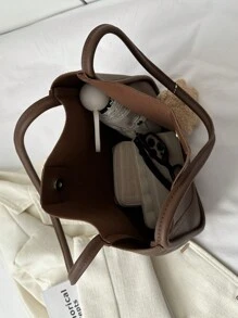 复古风女士时尚休闲多功能PU撞色大容量手提包/单肩包/背包，容量大，便携，经典休闲/商务休闲风格，适合青少年、女性、大学生、上班族女性，是工作、返校、中学、高中、大学、度假的理想之选。复古风女士手提包，新款时尚大容量女士包。 - 咖啡棕 - 查看 6