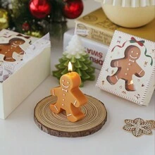 1pc Gingerbread Man Scented Candle, Festive Decoration Prop For Atmosphere, Aromatherapy Candle For Home Decor, Warm Winter Decoration, Elegant Small Size, Holiday Great SurpriseGift Choice,Room Decor,Gifts