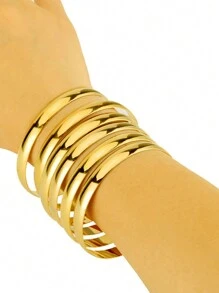 6 cái Chiều rộng 6mm Dubai Vàng Vòng tay Vàng Người châu Phi Vòng tay Đồ trang sức NỮ Nam Đồ trang sức - Vàng - Xem 10