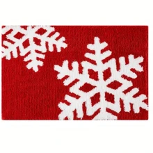 1pc Christmas-Themed Absorbent Non-Slip Bathroom Mat ,Snowflake Design- Perfect For Living Room, Bedroom Decor & Holiday Gifts Home Bathroom Decor Bath Rug Floor Carpet Outdoor Rug Door Mat Fall Decor Bathroom Accessories Back To School Entryway Decor - Red - View 4