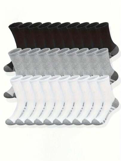 1/2/5/10/20/30 par herrsportstrumpor, vita strumpor, vadstrumpor, basketstrumpor, ventilerande mesh-design, handdukssula, halkfri stötdämpning, resår i munnen, bekväma och ventilerande, fuktabsorberande och svettabsorberande, lämpliga för basket, fotboll, cykling och andra typer av sporter, kan bäras året runt, för gym, höst