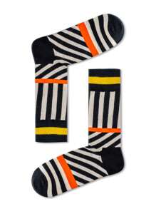 1 双竖条纹中筒袜，男女通用休闲袜，适合所有季节