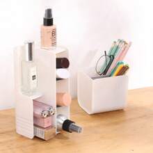 1 szt. Minimalistyczny plastikowy wielofunkcyjny organizer na długopisy na biurko, przechowywanie kosmetyków do artykułów biurowych