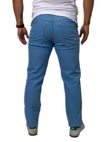 KIT 2 Men's Slim Light Blue Jeans With Elasticity - Lycra Elastane - Rửa nhẹ - Xem 3
