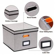 1 Pack/2 Pack/3 Pack File Organizer Box, File Organizer Box With Lid, Hanging File Folders Organizer, Letter Size, Collapsible Document Organizer, Home Office, Gray/Black - Xám-2 chiếc - Xem 9