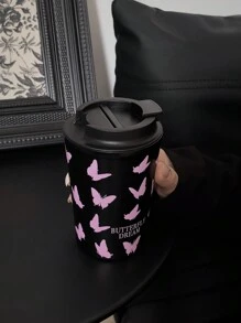 1 件粉色蝴蝶系列马克杯、咖啡杯、原装不锈钢双层隔热杯、真空瓶、旅行户外运动杯、平底杯、汽车杯、四季饮具、节日礼物、350ML/11.8oz 水瓶返校 - 彩色 - 查看 10