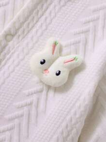 MommBaby Baby Girl Cute Rabbit Pattern Hooded Jumpsuit, Fashion Simple Style Playsuit For Outdoor - White - View 6