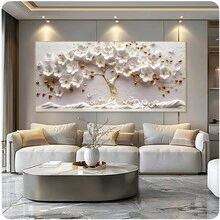1pc Tóm tắt 3D Cây với Hoa Trắng Poster và Bản in Tranh Canvas Kích thước lớn Nghệ thuật treo tường Hình ảnh cho Phòng khách Trang trí nhà Không có Khung - Nhiều màu - Xem 6
