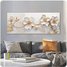 1pc Tóm tắt 3D Cây với Hoa Trắng Poster và Bản in Tranh Canvas Kích thước lớn Nghệ thuật treo tường Hình ảnh cho Phòng khách Trang trí nhà Không có Khung - Nhiều màu - Xem 3