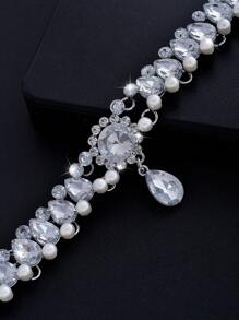 1pc New Fashionable Luxurious Tassel Pearl Crystal Waterdrop Floral Choker Necklace, Suitable For Women, Parties, Dates, Bridal Gifts, Jewelry