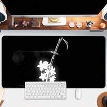 Samurai Sword Mouse Pad Large Desk Mat For Office Home Or Gaming Non Slip Durable Stitched Edges Zen Flower Design Ideal Gift For Friends - Black and White - View 1