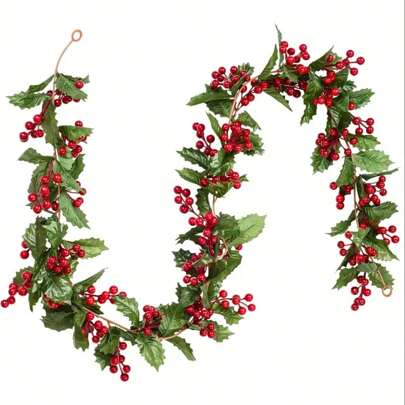Red Berry Garland, Flexible Artificial Berry Garland For Indoor Outdoor Home Fireplace Decoration For Winter Holiday New Year Decor, Valentine Day, Gift Home Decor Christmas Decorations Room Decor Christmas