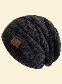 JZML 1pc Letter Decor Soft Knitted Ski Cap With Thermal Lined For Outdoor Halloween Beanie Fall Outfit - Mixed Color - F&S - View 21